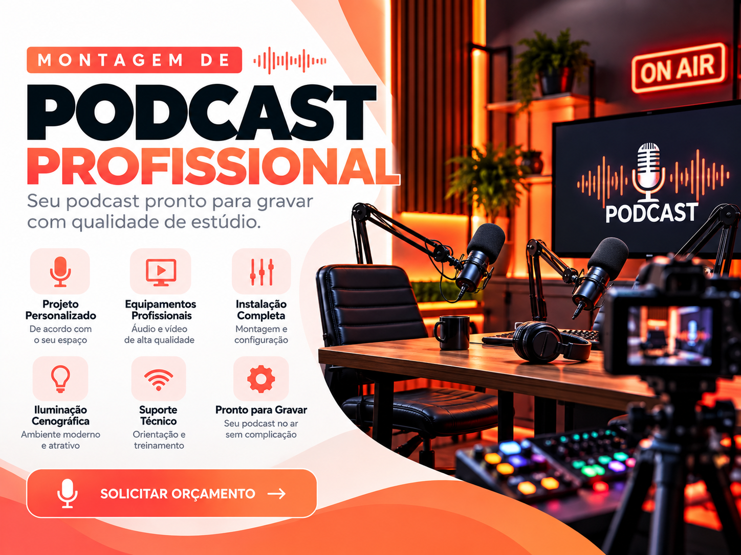 Montagem de Estúdio para Podcast